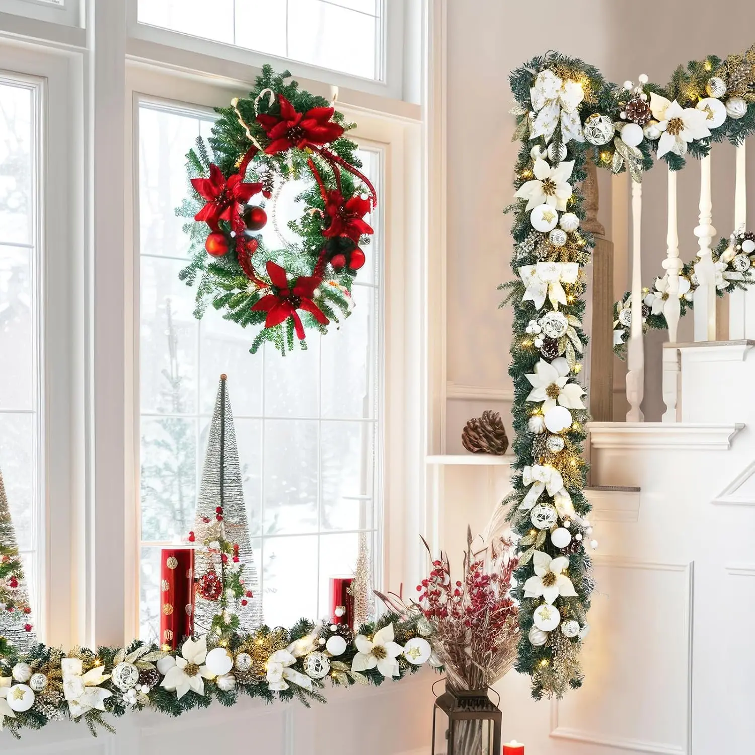 Led Fairy String Lights - Garvee, Hiasan Garland Natal Buatan dengan