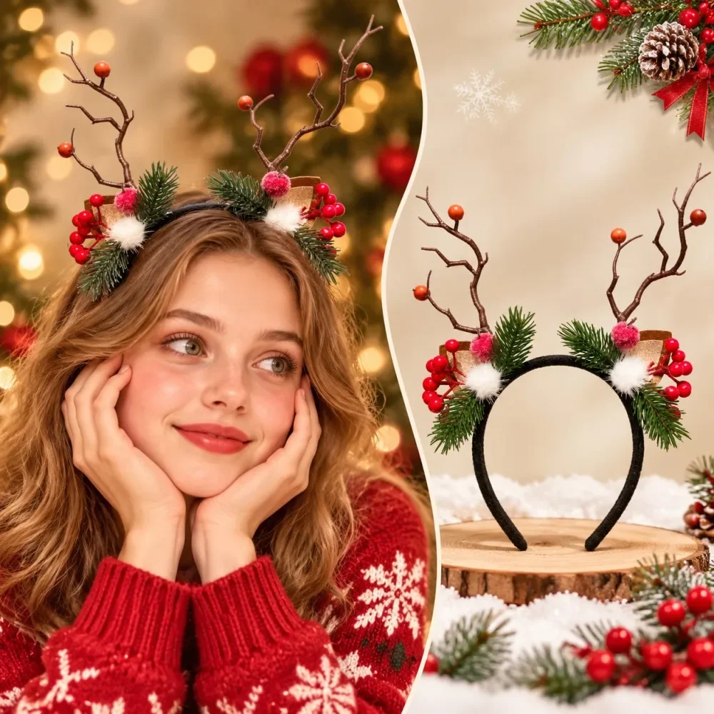 Bando Natal dengan Hiasan Tand - Reindeer Antlers Headband ulasan dan harga