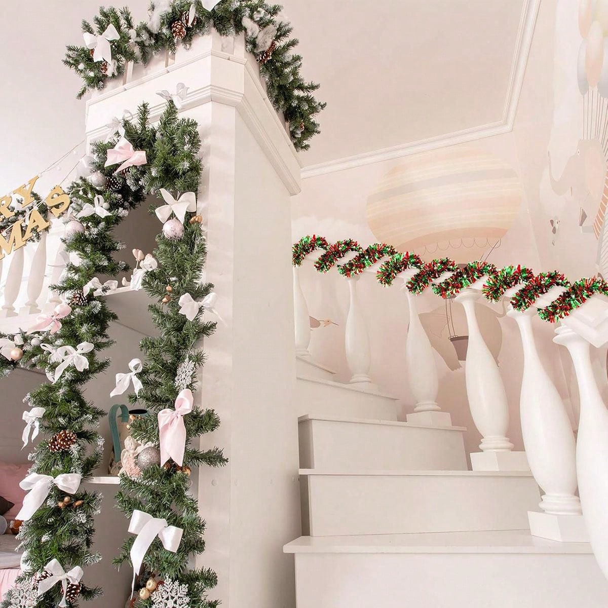 Dekorasi Garland Natal Merah H - Tinsel Garland Decoration ulasan dan harga