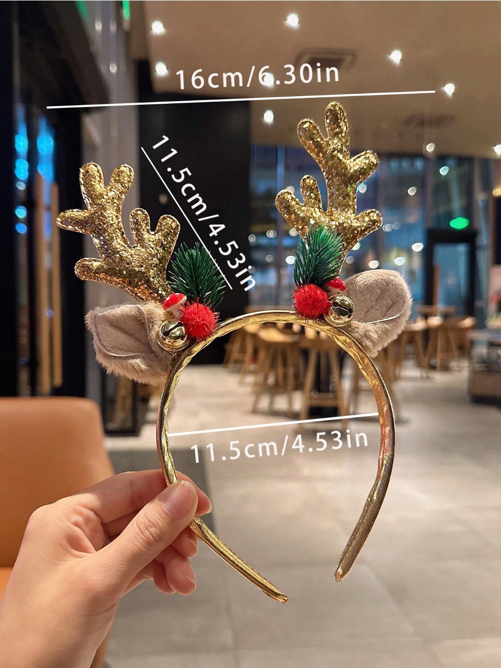 1 buah bando payet emas jamur  - Reindeer Antlers Headband ulasan dan harga